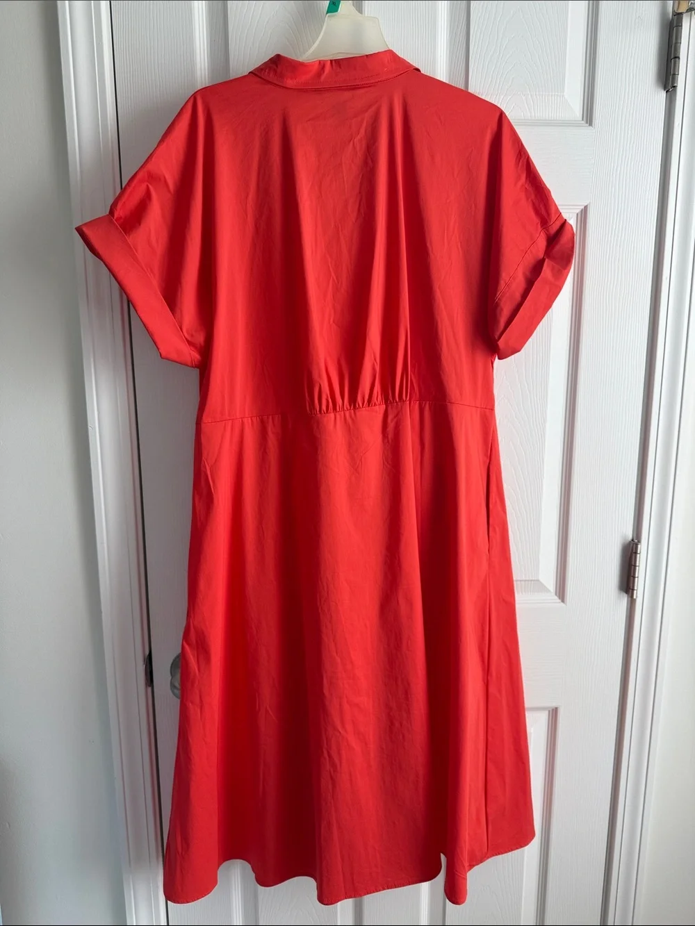 Lauren Ralph Lauren Vibrant Red Tie-Waist Midi Shirt Dress NWT